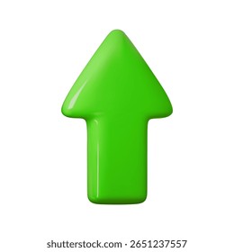 Ilustração de vetor de seta verde brilhante simbolizando crescimento, sucesso e movimento ascendente. Perfeito para negócios, finanças ou temas de navegação. Design moderno e vibrante.