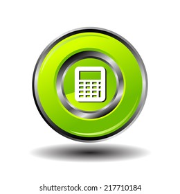 Glossy green Calculator button isolated vector