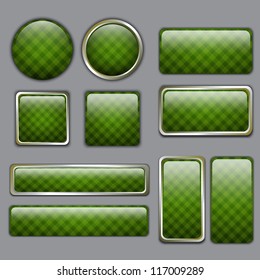 Glossy Green checkered web buttons