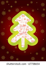 Glossy green christmas tree greeting card