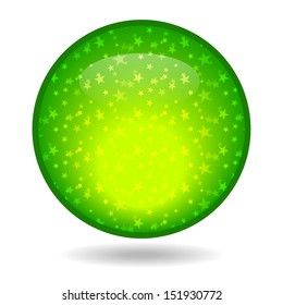 The glossy green circle with a star inside.
