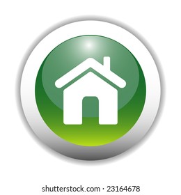 Glossy Green Home Sign Icon