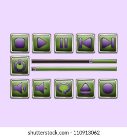 Glossy Green Media player elements