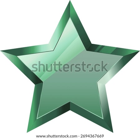 Glossy green metallic star with reflective gradient surface