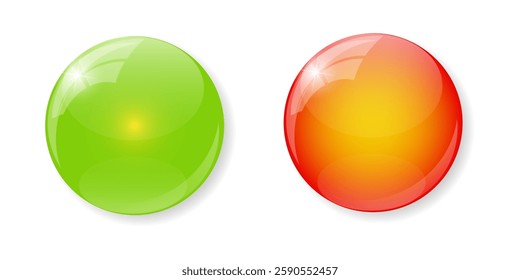 Glossy Green and Red Spheres with Reflection Vector Set