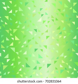 Glossy green right triangle pattern. Seamless vector background