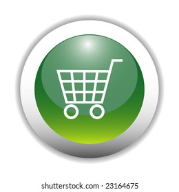 Glossy Green Shopping Cart Icon