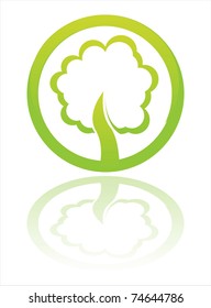 glossy green tree sign