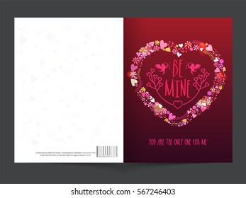 Glossy greeting card with stylish Text Be Mine on creative Heart for Happy Valentine's Day Celebration.