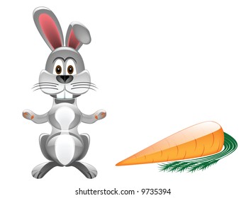 glossy grey bunny with carrot