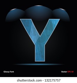 Glossy Grunge Font. Dark Vector Background. Letter Y.