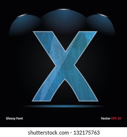 Glossy Grunge Font. Dark Vector Background. Letter X.