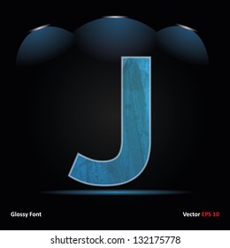 Glossy Grunge Font. Dark Vector Background. Letter J.