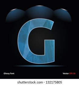 Glossy Grunge Font. Dark Vector Background. Letter G.