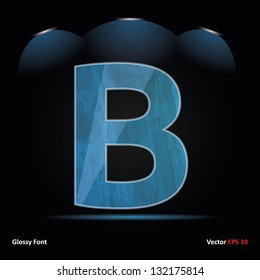 Glossy Grunge Font. Dark Vector Background. Letter B.