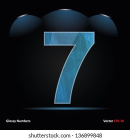 Glossy Grunge Font. Dark Vector Background. Number 7.