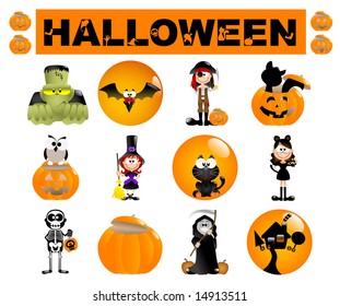 Glossy Halloween icons - Part 4 (vector)