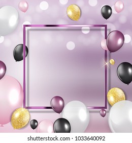 Glossy Happy Birthday Balloons Background Vector Illustration eps10