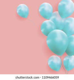 Glossy Happy Birthday Balloons Background Vector Illustration eps10