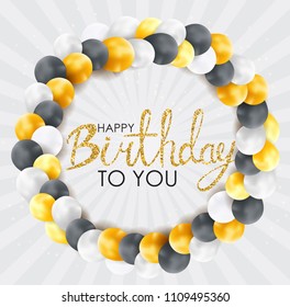 Glossy Happy Birthday Balloons Background Vector Illustration eps10