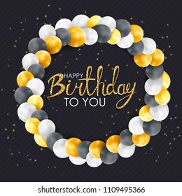 Glossy Happy Birthday Balloons Background Vector Illustration eps10