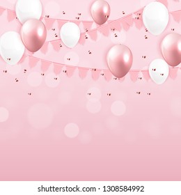 Glossy Happy Birthday Balloons Background Vector Illustration eps10