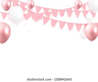 Glossy Happy Birthday Balloons Background Vector Illustration eps10