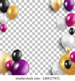 Glossy Happy Birthday Balloons Background Vector Illustration eps10