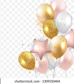 Glossy Happy Birthday Balloons Background Vector Illustration eps10