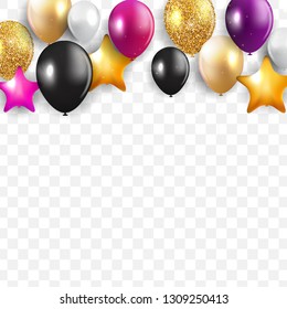 Glossy Happy Birthday Balloons Background Vector Illustration eps10