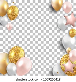 Glossy Happy Birthday Balloons Background Vector Illustration eps10