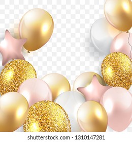 Glossy Happy Birthday Balloons Background Vector Illustration eps10
