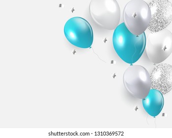 Glossy Happy Birthday Balloons Background Vector Illustration eps10