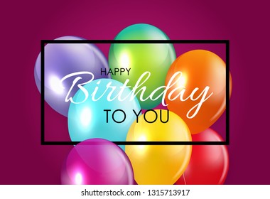 Glossy Happy Birthday Balloons Background Vector Illustration eps10