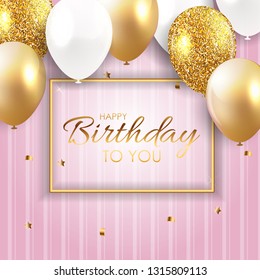 Glossy Happy Birthday Balloons Background Vector Illustration eps10