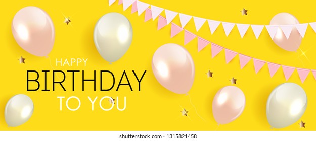 Glossy Happy Birthday Balloons Background Vector Illustration eps10