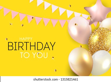 Glossy Happy Birthday Balloons Background Vector Illustration eps10