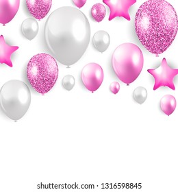 Glossy Happy Birthday Balloons Background Vector Illustration eps10