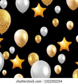 Glossy Happy Birthday Balloons Background Vector Illustration eps10