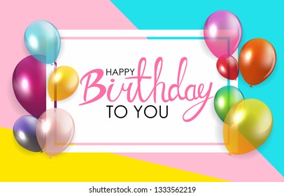 Glossy Happy Birthday Balloons Background Vector Illustration eps10