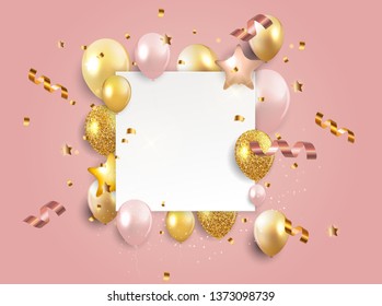 Glossy Happy Birthday Balloons Background Vector Illustration eps10