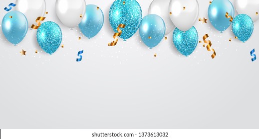 Glossy Happy Birthday Balloons Background Vector Illustration eps10