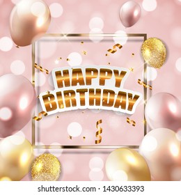 Glossy Happy Birthday Balloons Background Vector Illustration eps10