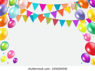 Glossy Happy Birthday Balloons Background Vector Illustration eps10