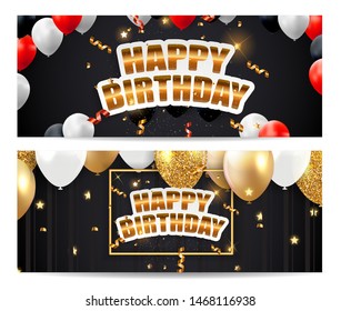 Glossy Happy Birthday Balloons Background Vector Illustration eps10
