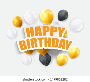 Glossy Happy Birthday Balloons Background Vector Illustration eps10
