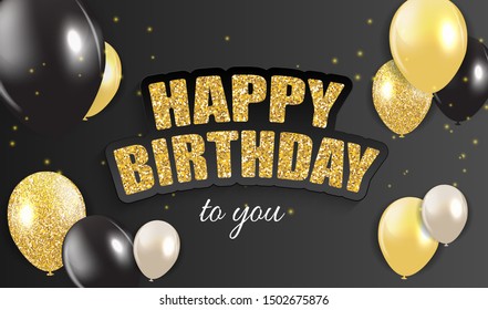 Glossy Happy Birthday Balloons Background Vector Illustration eps10