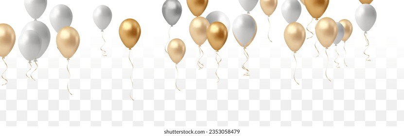 Glossy Happy Birthday Balloons Background Vector Illustration eps10, Balloons isolated on transparent background