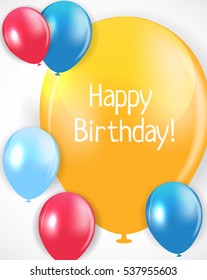Glossy Happy Birthday Balloons Background Vector Illustration EPS10