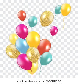 Glossy Happy Birthday Balloons Background Vector Illustration eps10